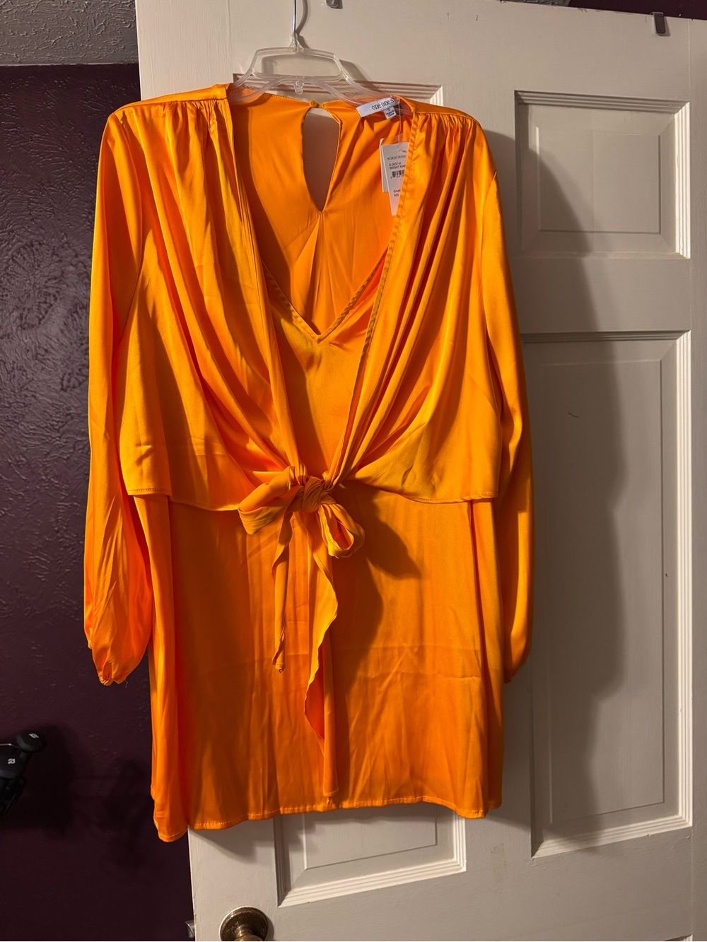 One one six Bright Orange Tie-Front Dress